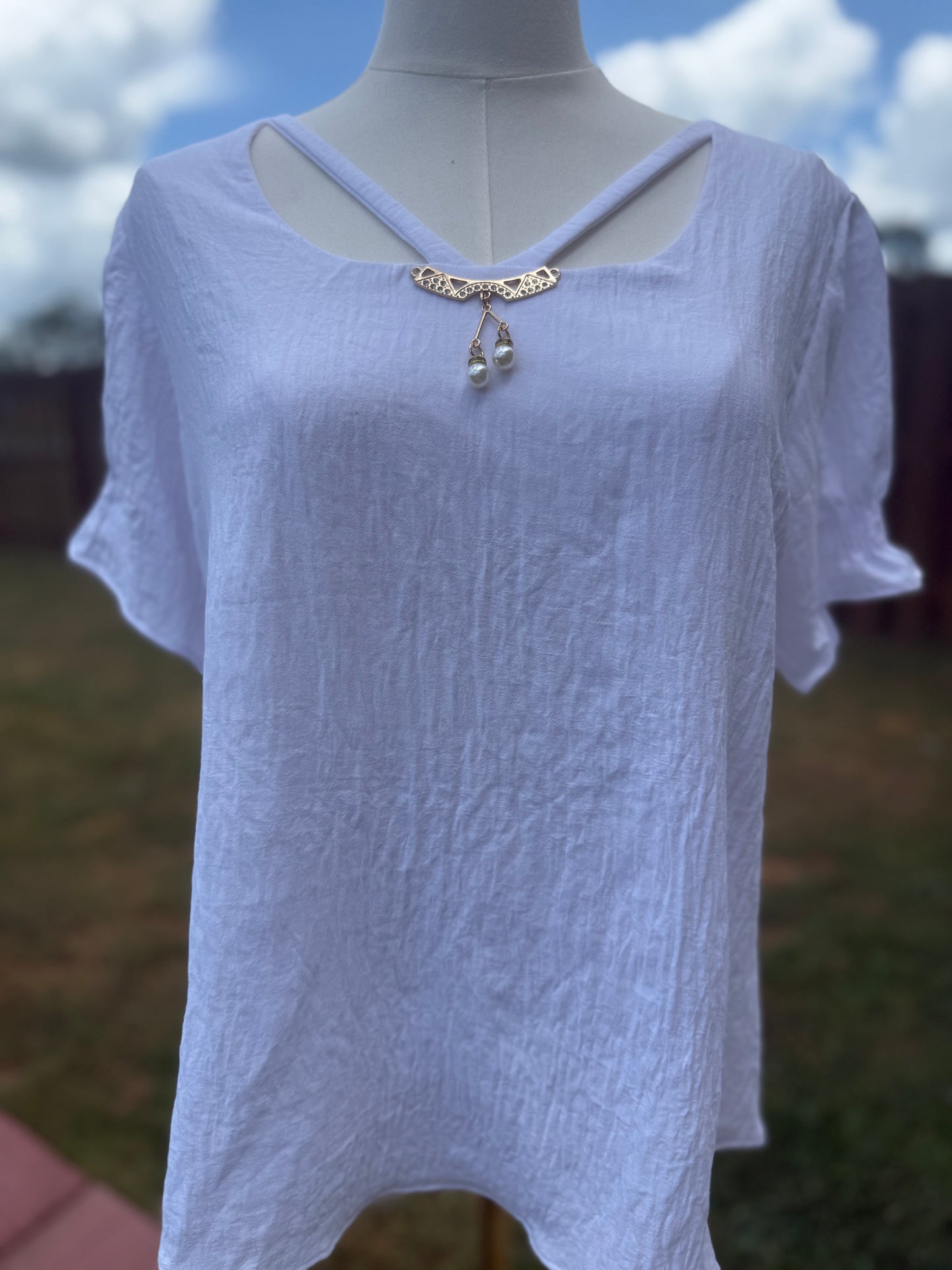 Classic White Woven Blouse - Bellissima by Ari LLC.