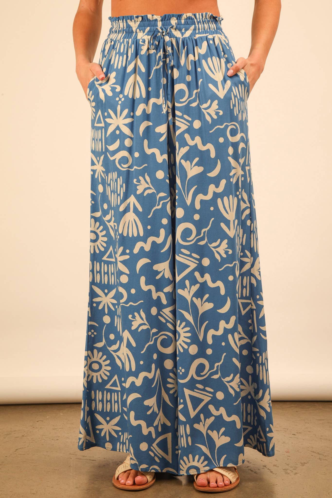Printed Wide Leg Long Palazzo - Bellissima by Ari LLC.