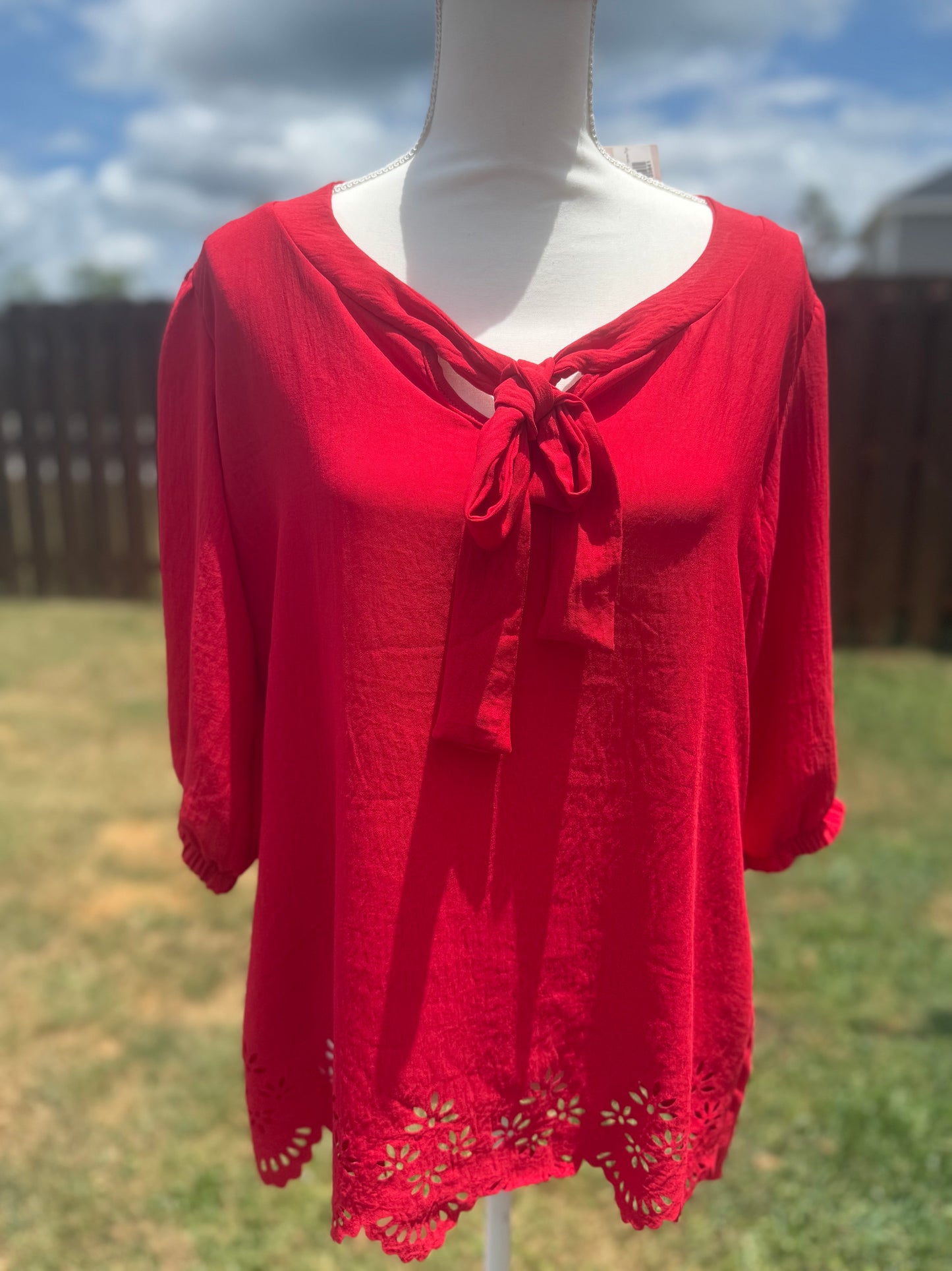 Red Capri Blouse - Bellissima by Ari LLC.