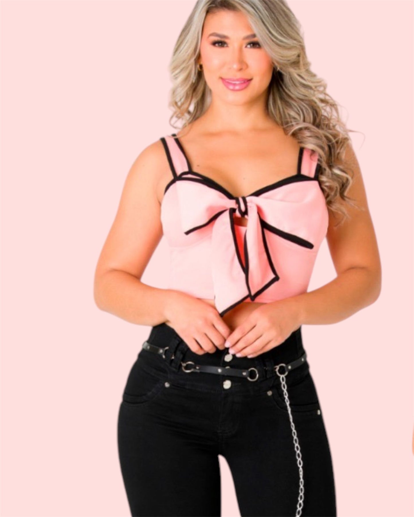 Chic Bow Accent Crop Top - Perfect Blend of Sweet & Stylish! - Bellissima by Ari LLC.