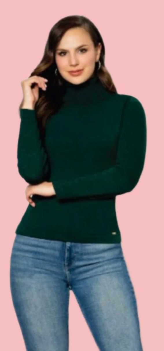 Elegant Bottle Green Knit Sweater - Bellissima by Ari LLC.