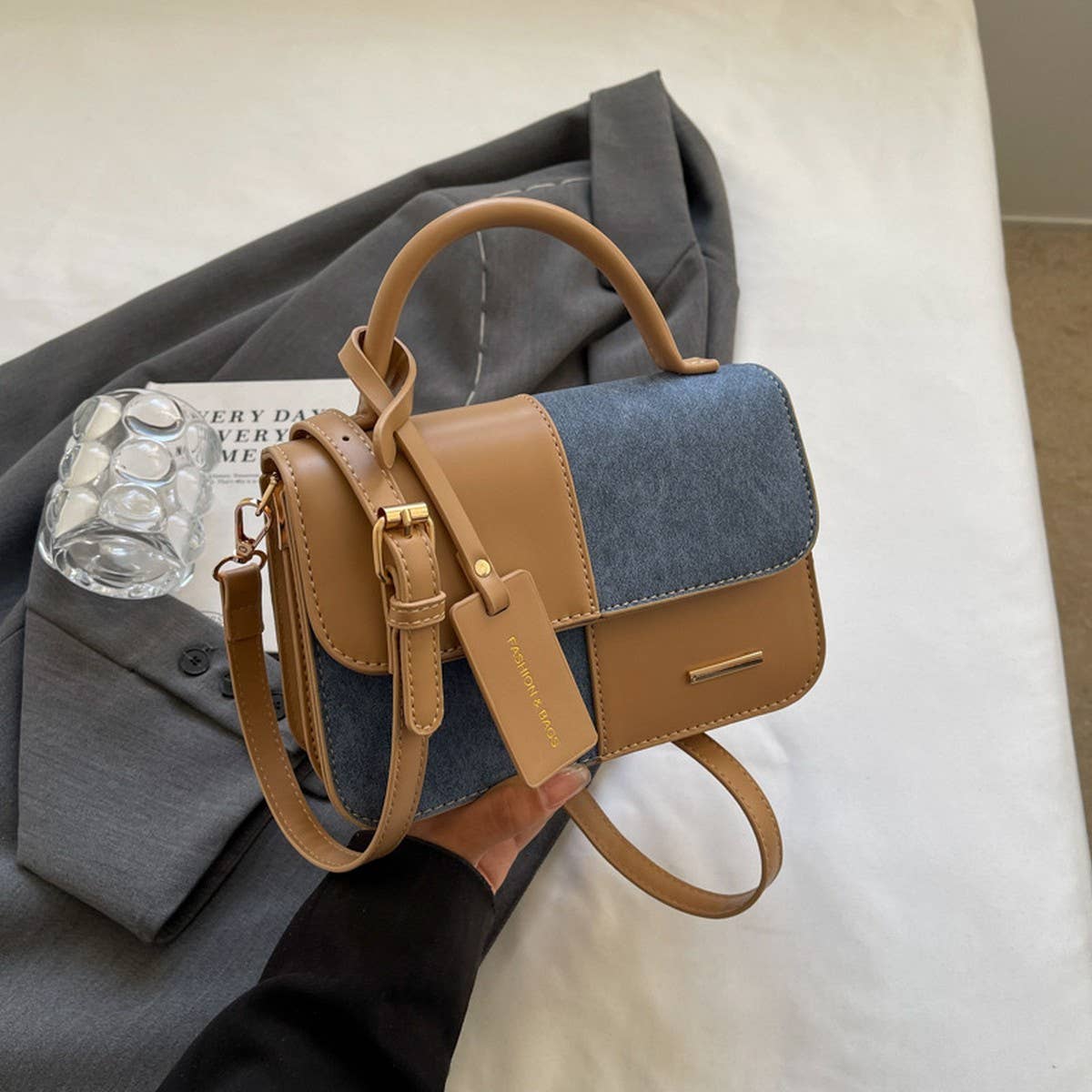 Urban Edge Splice Shoulder Bag - Bellissima by Ari LLC.