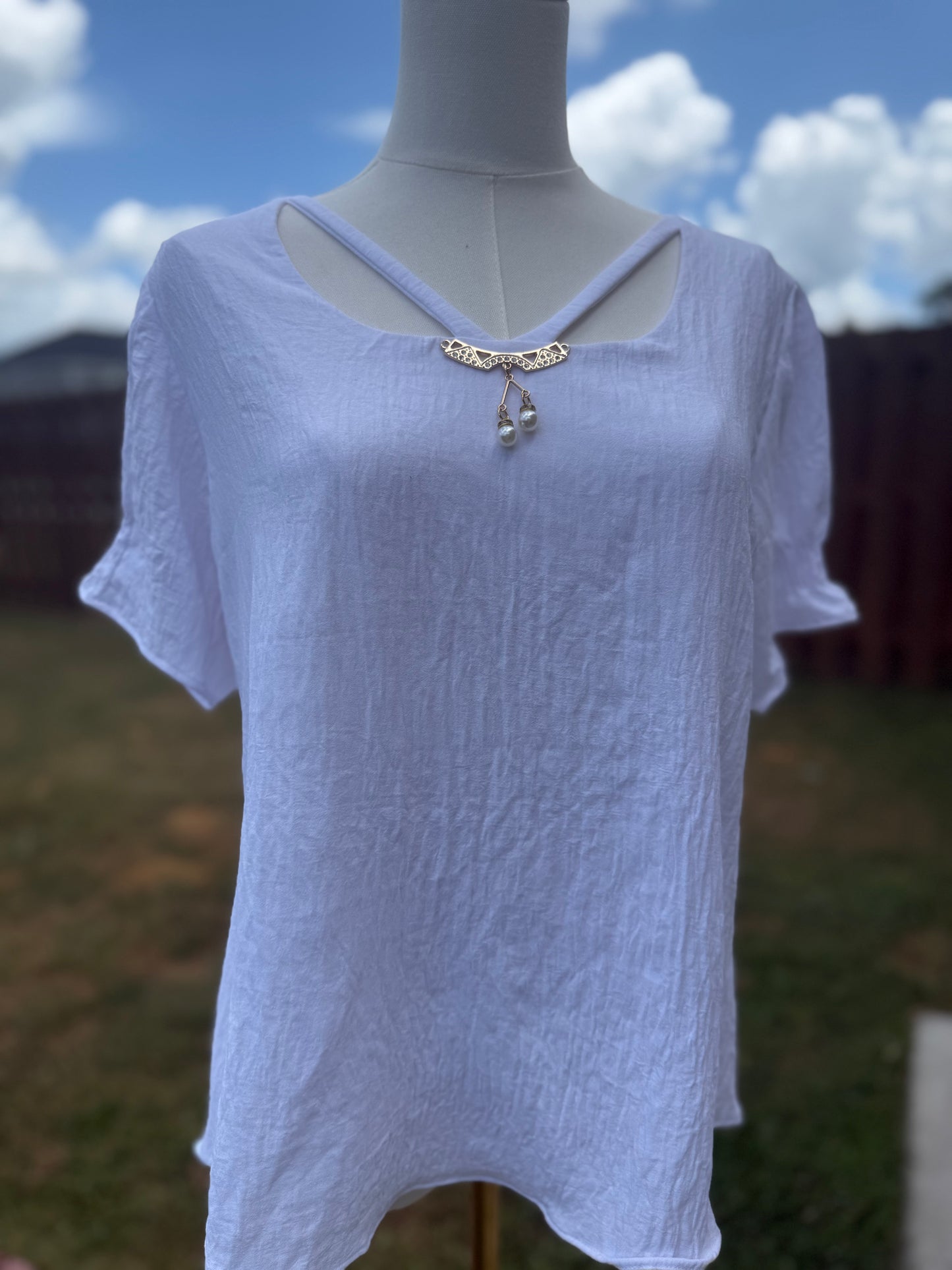 Classic White Woven Blouse - Bellissima by Ari LLC.