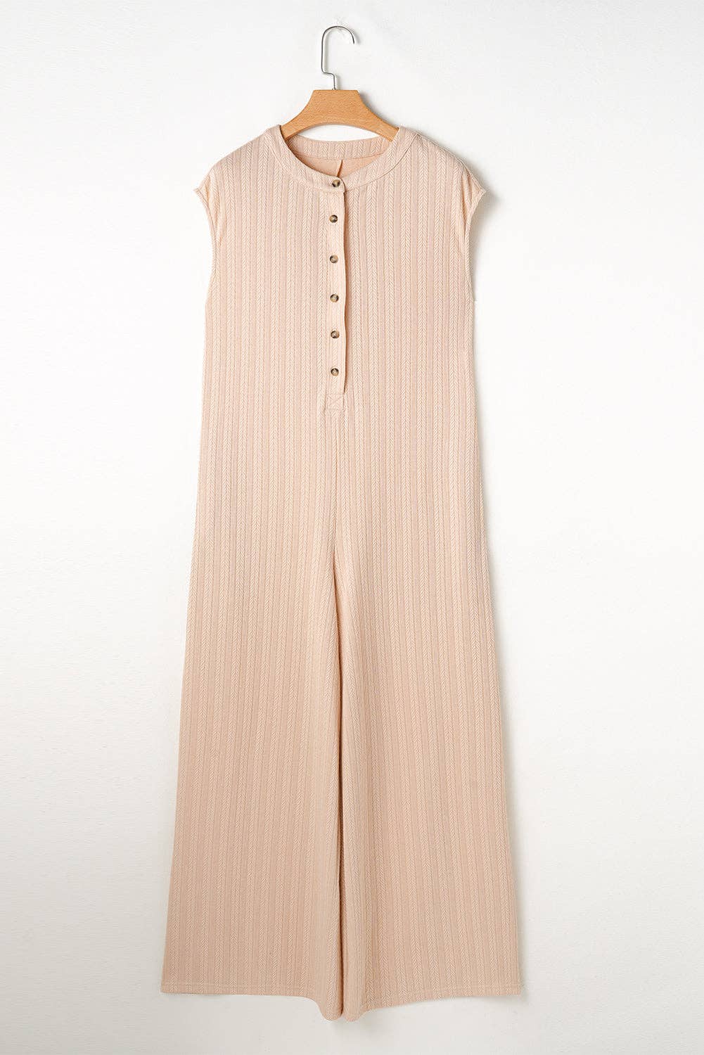Textured Buttoned Sleeveless Summer Jumpsuit - Bellissima by Ari LLC.