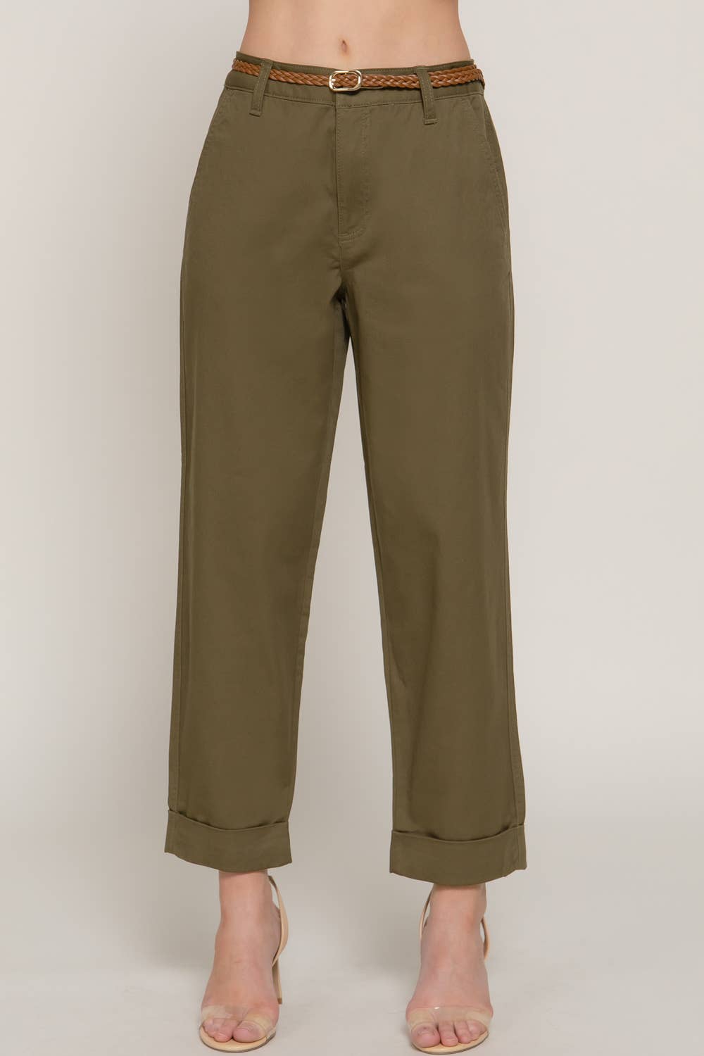 Chino Pants with Braided Belt - Bellissima by Ari LLC.