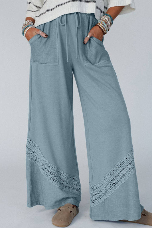 Lace Patchwork Wide Leg Pants - Bellissima by Ari LLC.
