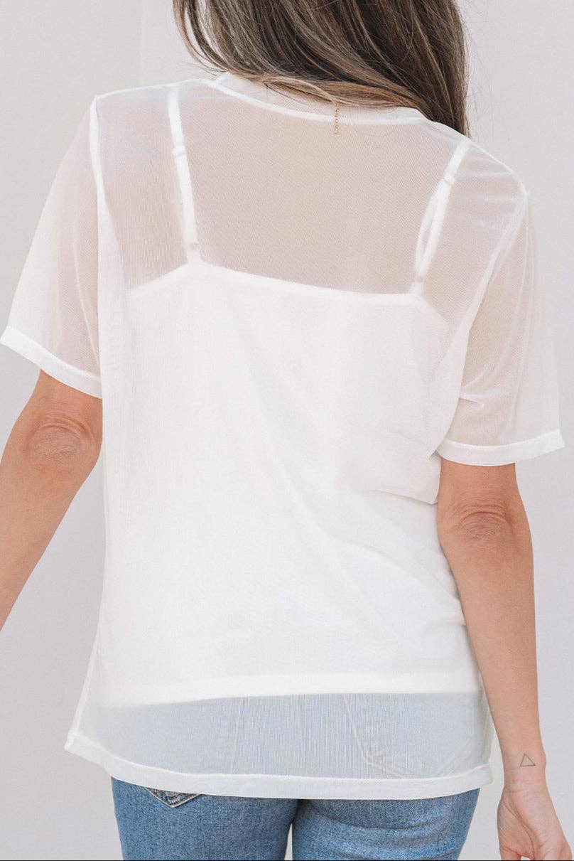 Sheer Mesh Short Sleeve Summer Top - Bellissima by Ari LLC.