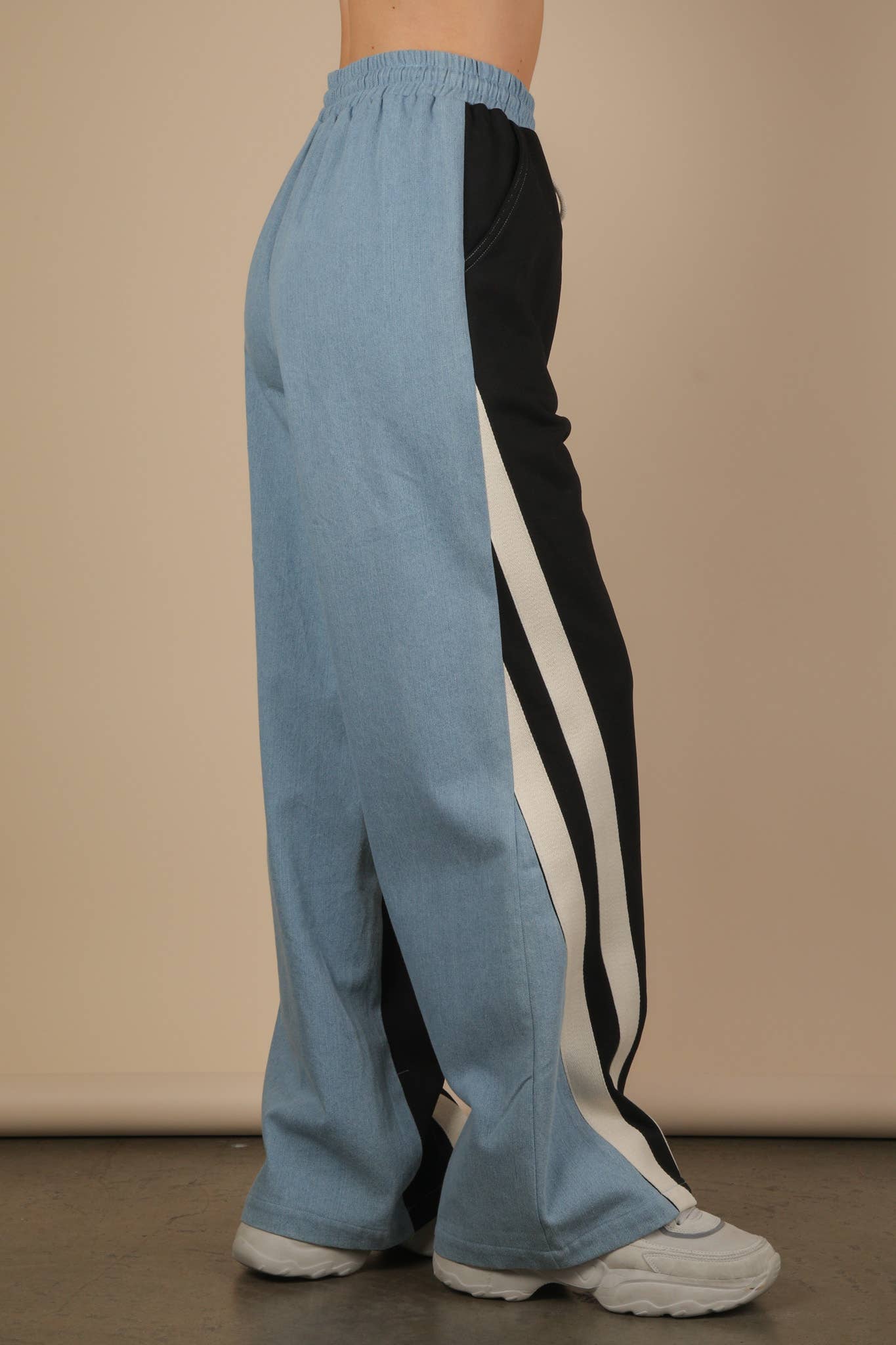 Denim Terry Mix Casual Pants - Bellissima by Ari LLC.