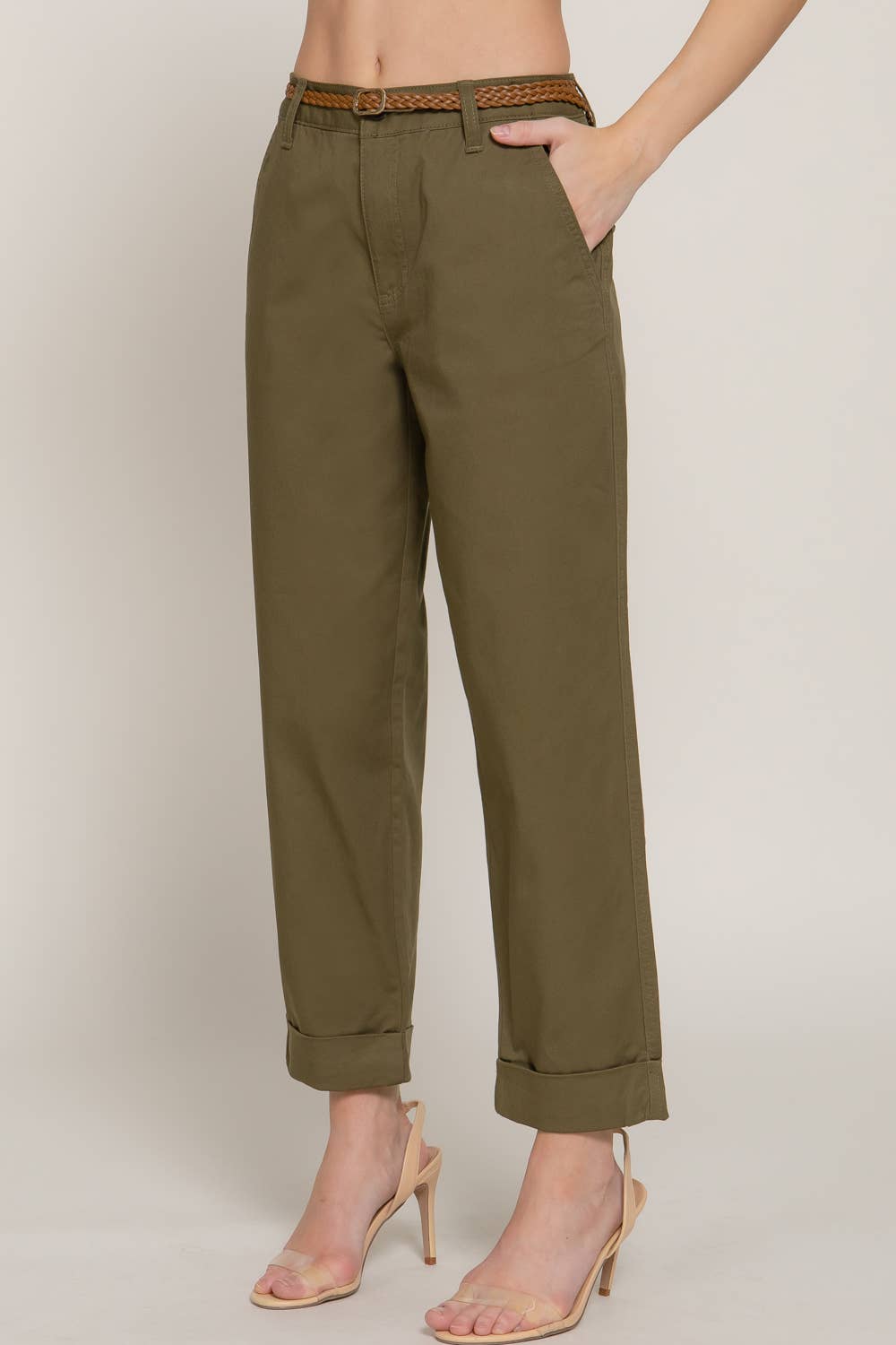Chino Pants with Braided Belt - Bellissima by Ari LLC.