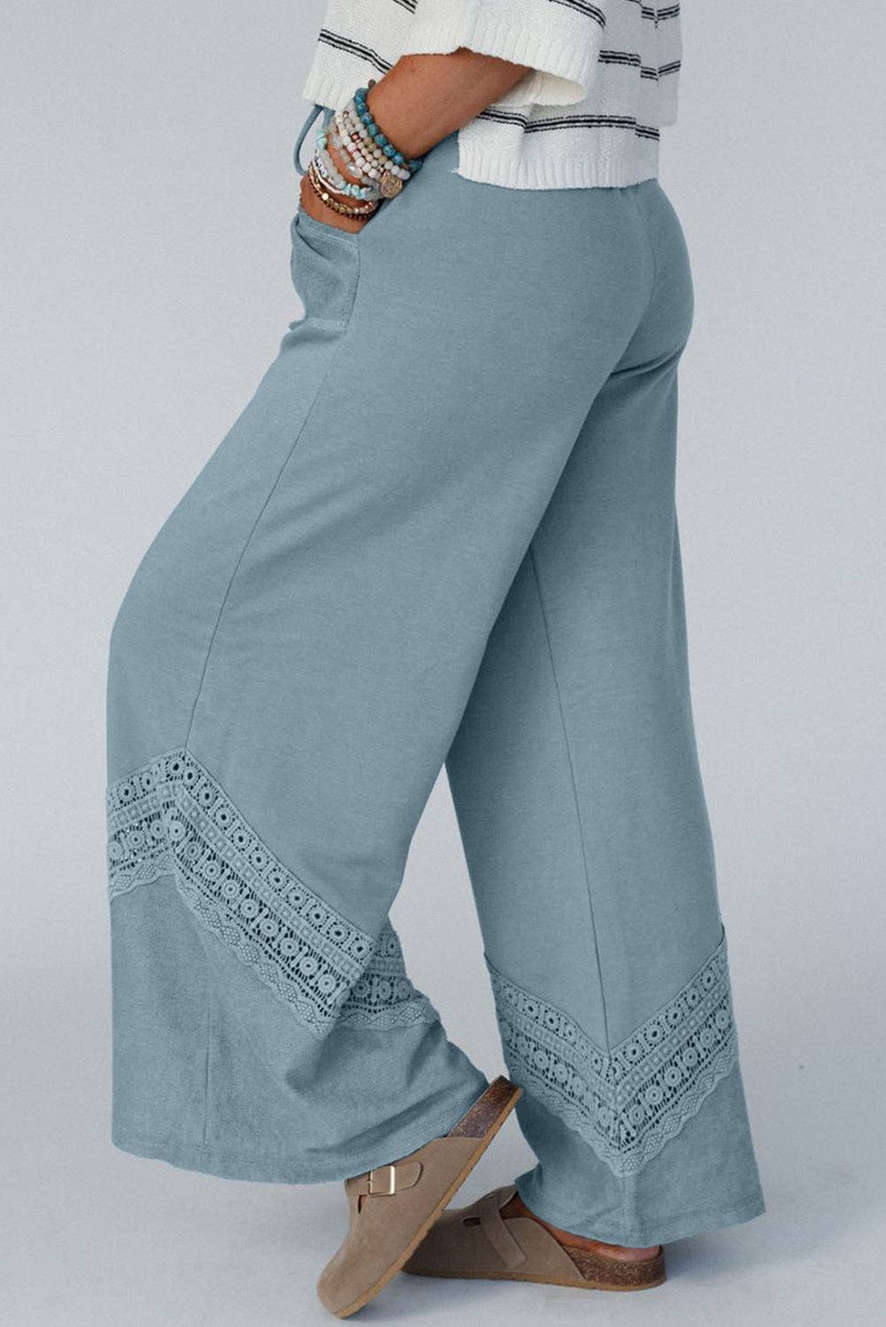 Lace Patchwork Wide Leg Pants - Bellissima by Ari LLC.