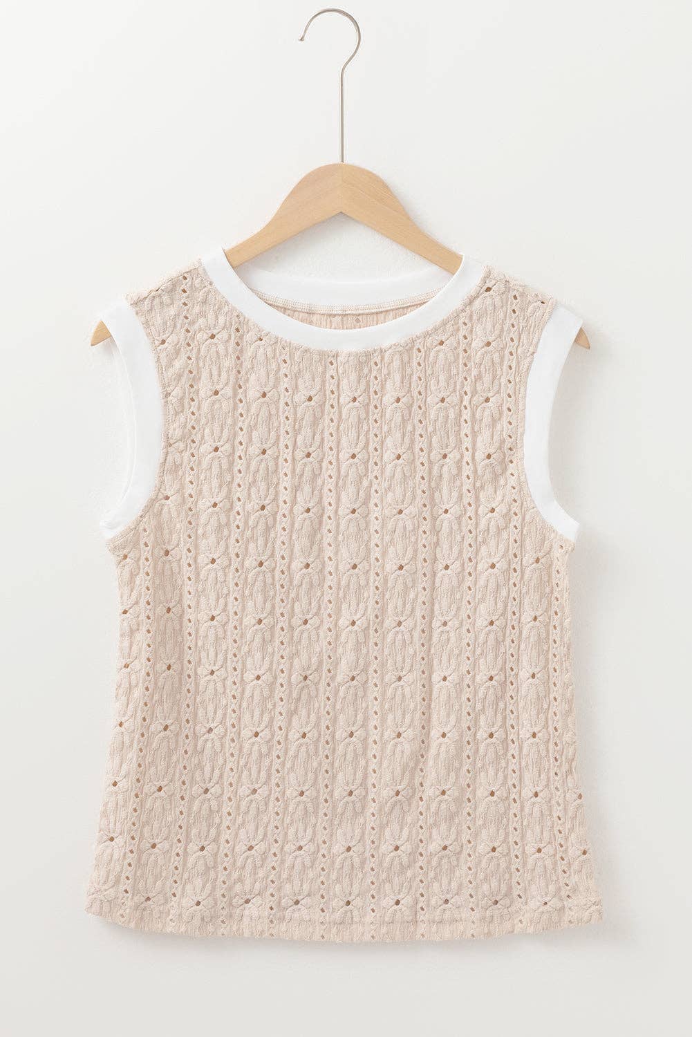 Floral Textured Crewneck Spring Tank Top - Bellissima by Ari LLC.