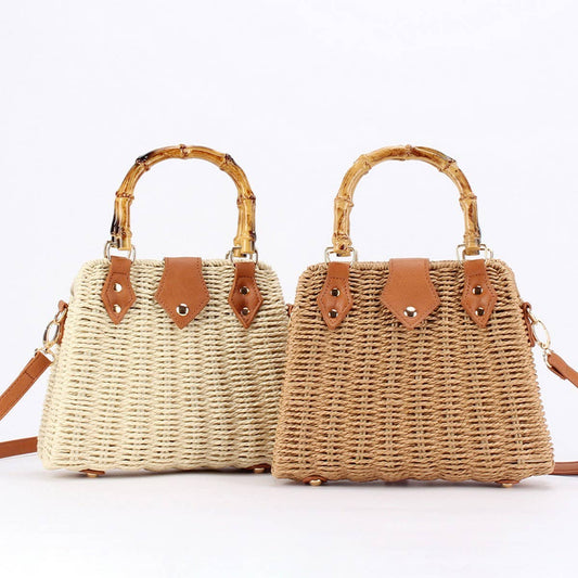 HIGH-END RETRO TEXTURED SHOULDER STRAW BAG - Bellissima by Ari LLC.