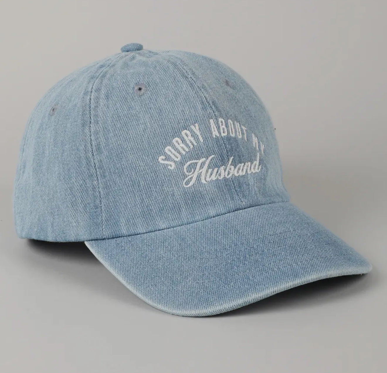 Sorry About My Husband Embroidery Denim Cap - Bellissima by Ari LLC.