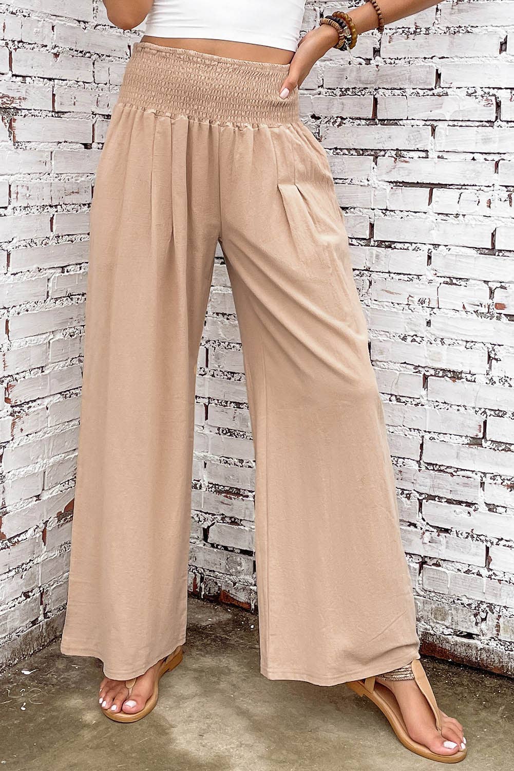 Smocked Waist Wide Leg Pants - Bellissima by Ari LLC.