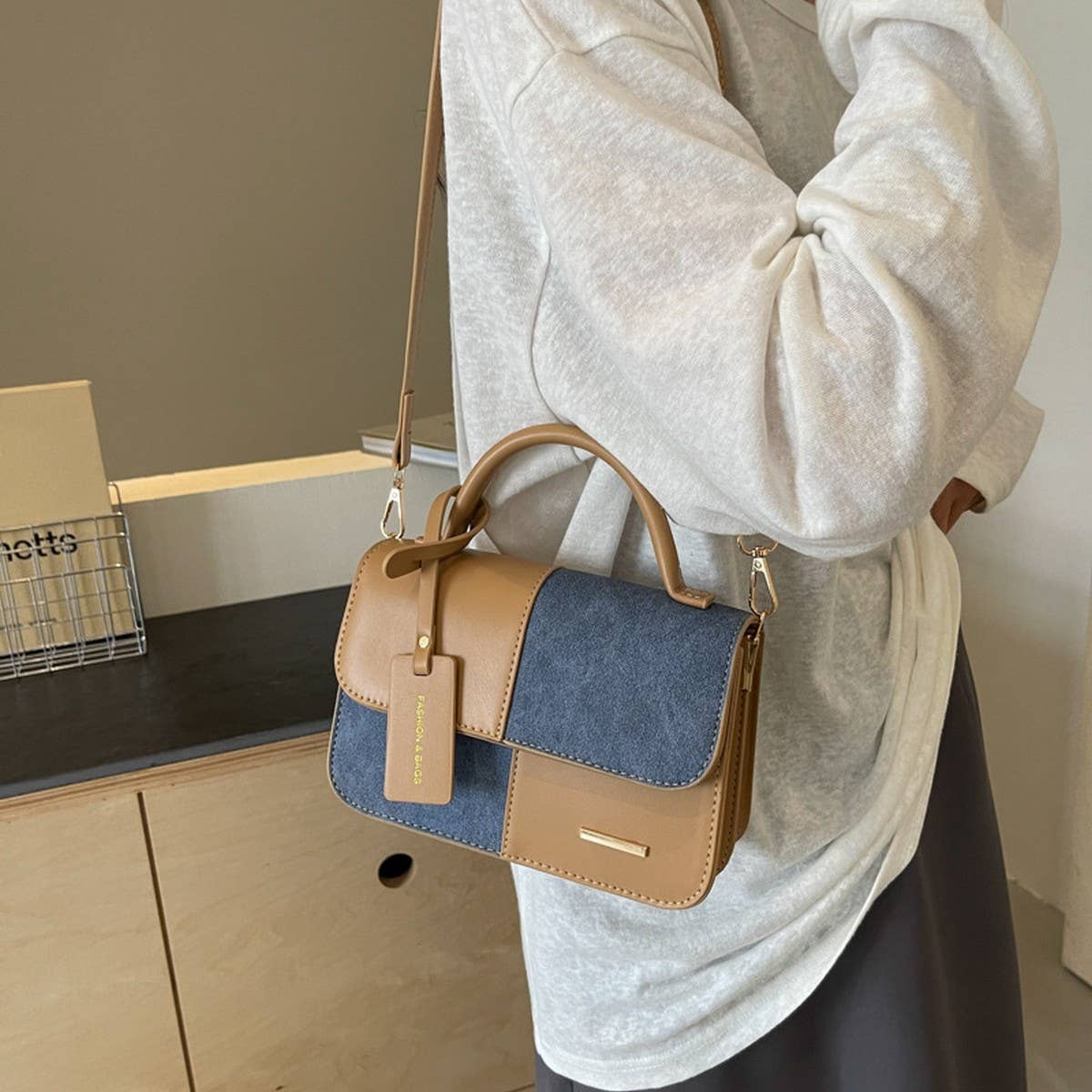 Urban Edge Splice Shoulder Bag - Bellissima by Ari LLC.