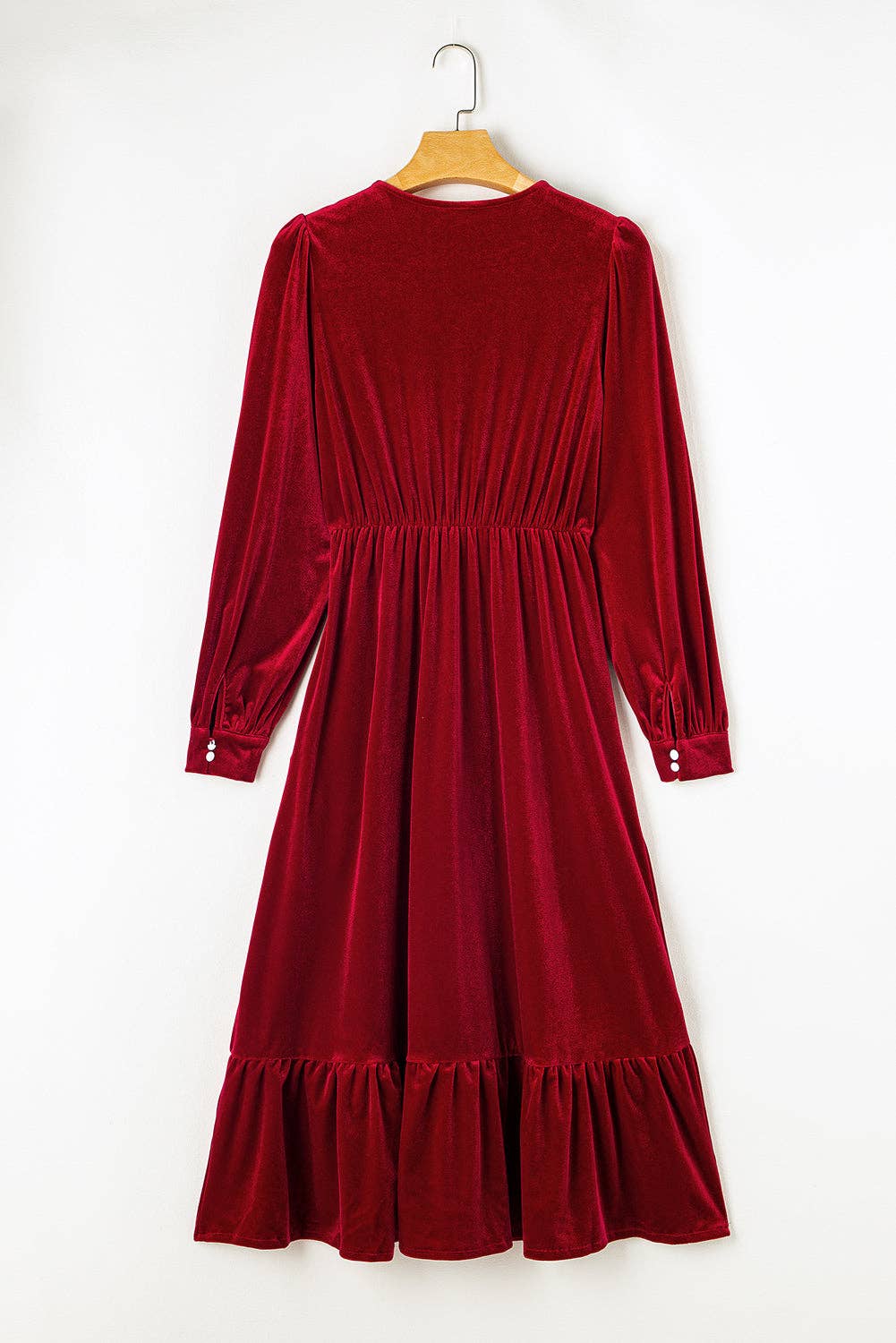 Velvet Puff Sleeve Midi Dress - Bellissima by Ari LLC.