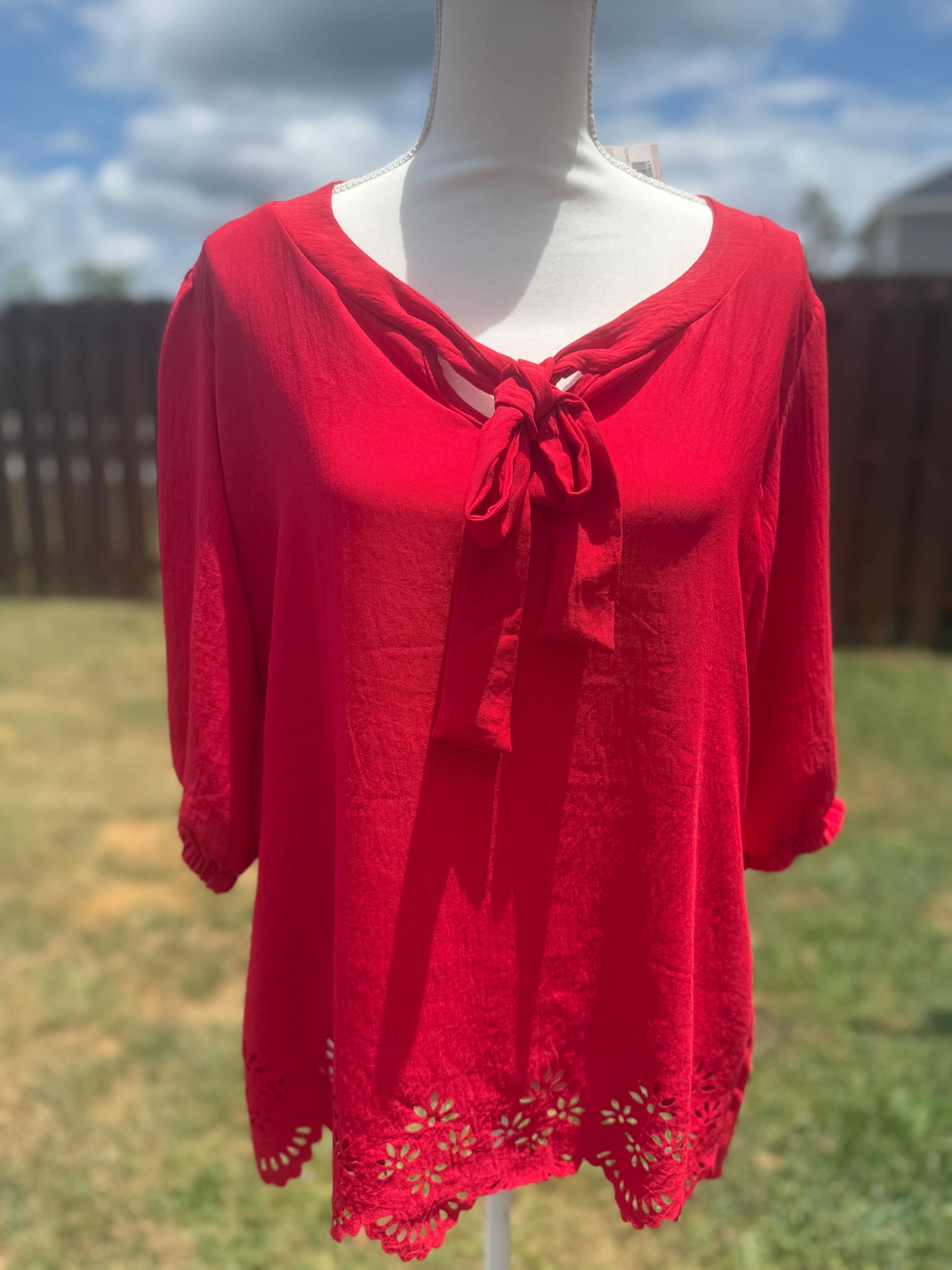 Red Capri Blouse - Bellissima by Ari LLC.
