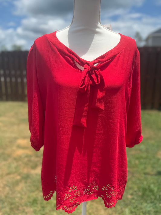 Red Capri Blouse - Bellissima by Ari LLC.