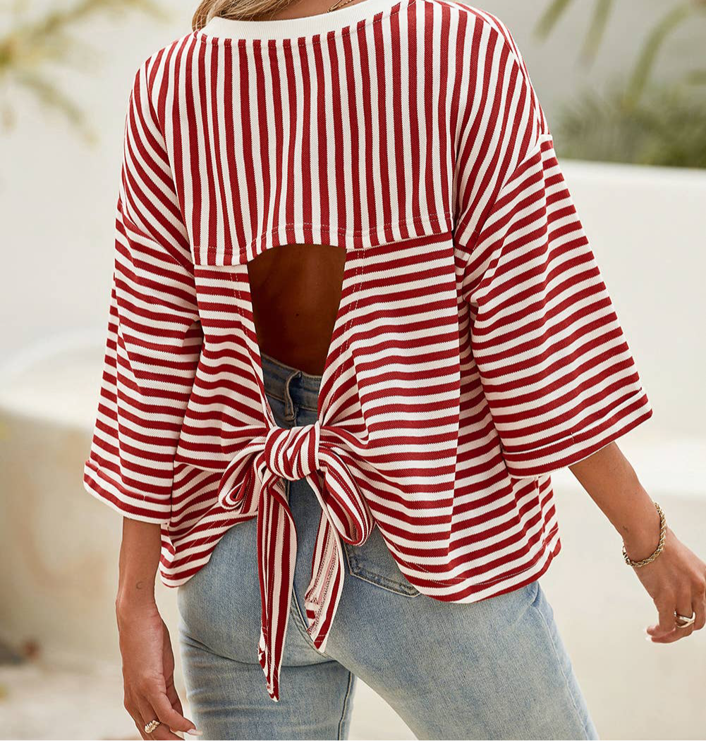 LDC Casual Shift Striped Round Neck T-Shirts - Bellissima by Ari LLC.