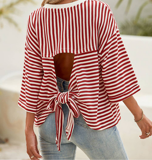 LDC Casual Shift Striped Round Neck T-Shirts - Bellissima by Ari LLC.