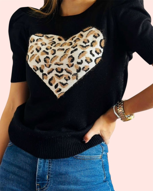 Short-Sleeve Sweater "Penelope" – Chic and Modern Style in Knit Wool - Bellissima by Ari LLC.