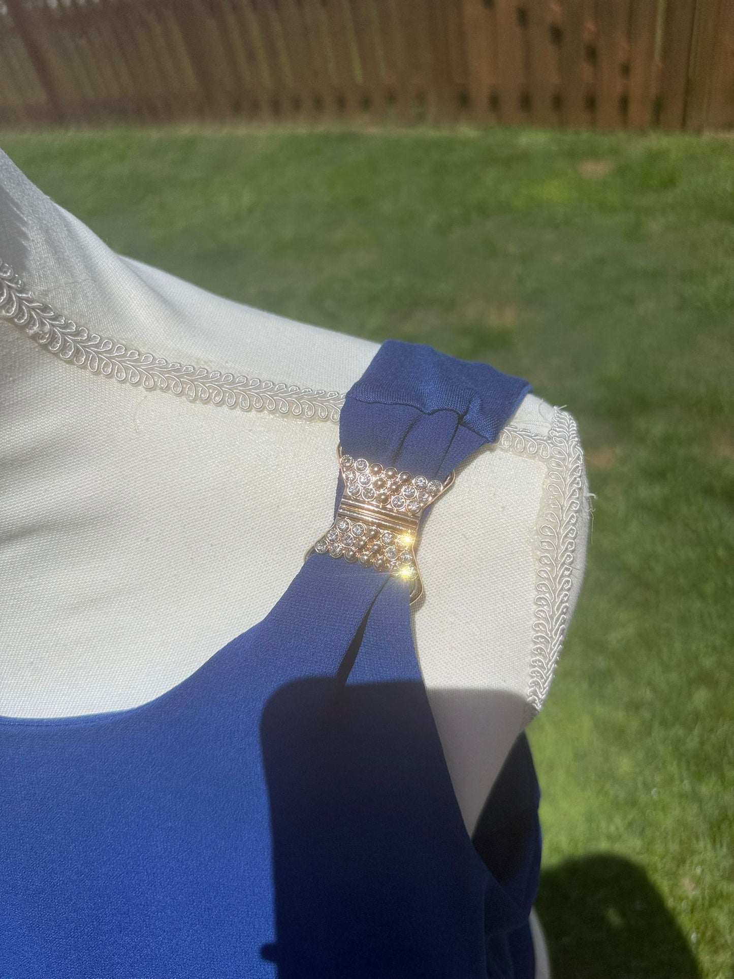 Royal Blue Off-Shoulder Blouse - Bellissima by Ari LLC.