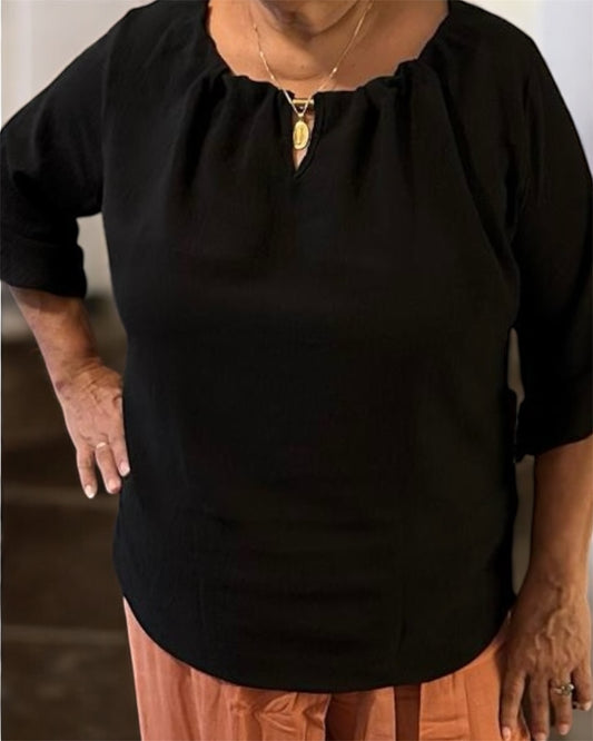 Black Woven Blouse - Bellissima by Ari LLC.