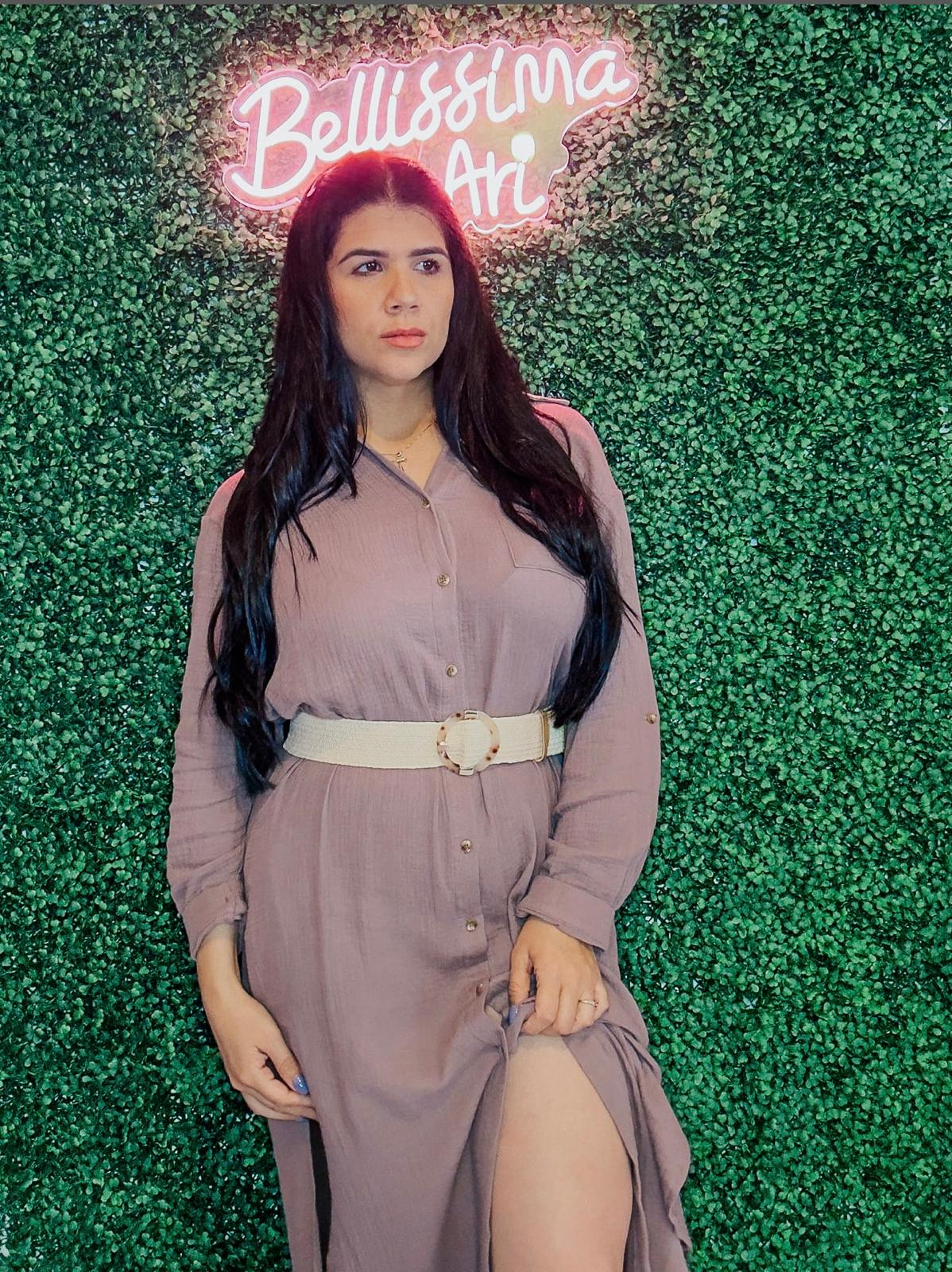 BUTTON UP MAXI SHIRT DRESS WITH POCKET - Bellissima by Ari LLC.
