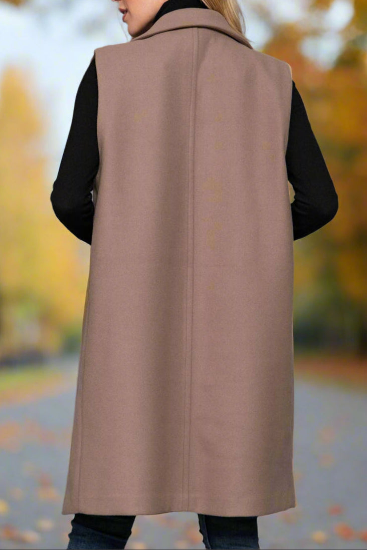 Sleeveless Notched Collar Soft Open Vest - Bellissima by Ari LLC.