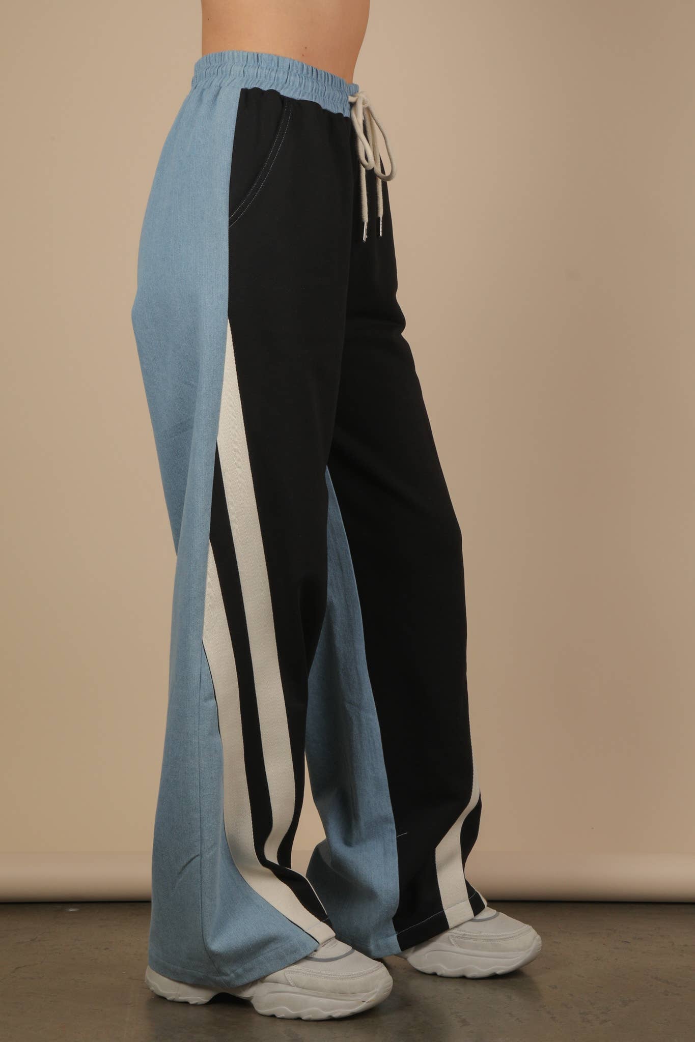 Denim Terry Mix Casual Pants - Bellissima by Ari LLC.