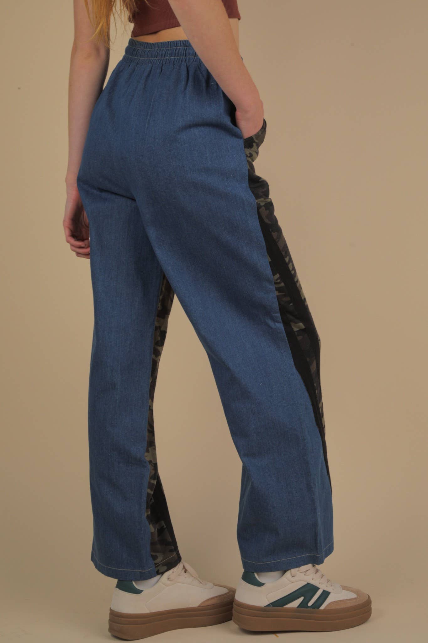 Denim Terry Mix Casual Pants - Bellissima by Ari LLC.