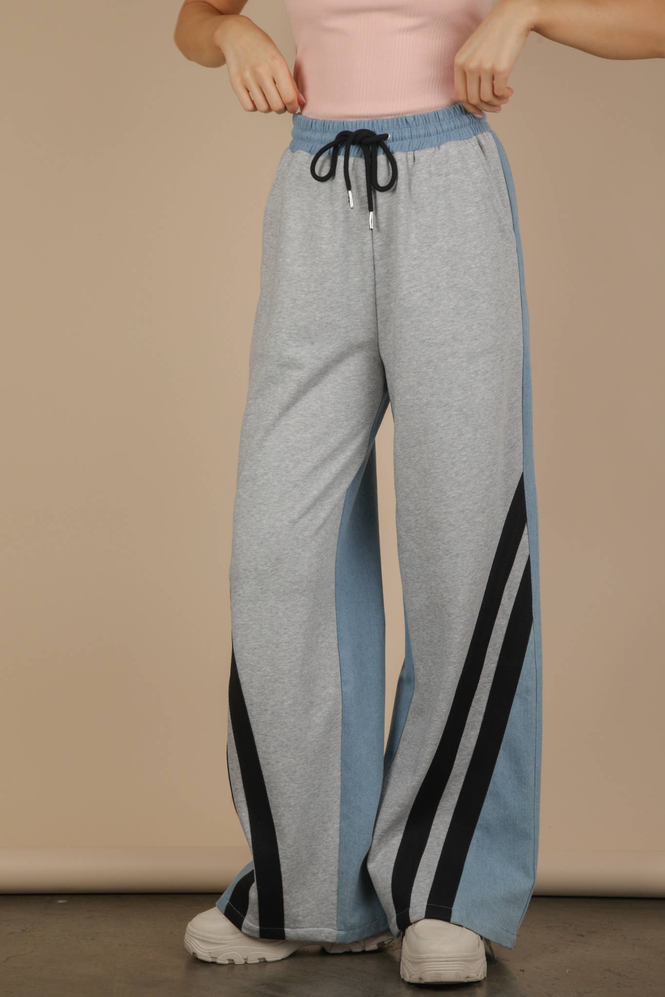 Denim Terry Mix Casual Pants - Bellissima by Ari LLC.