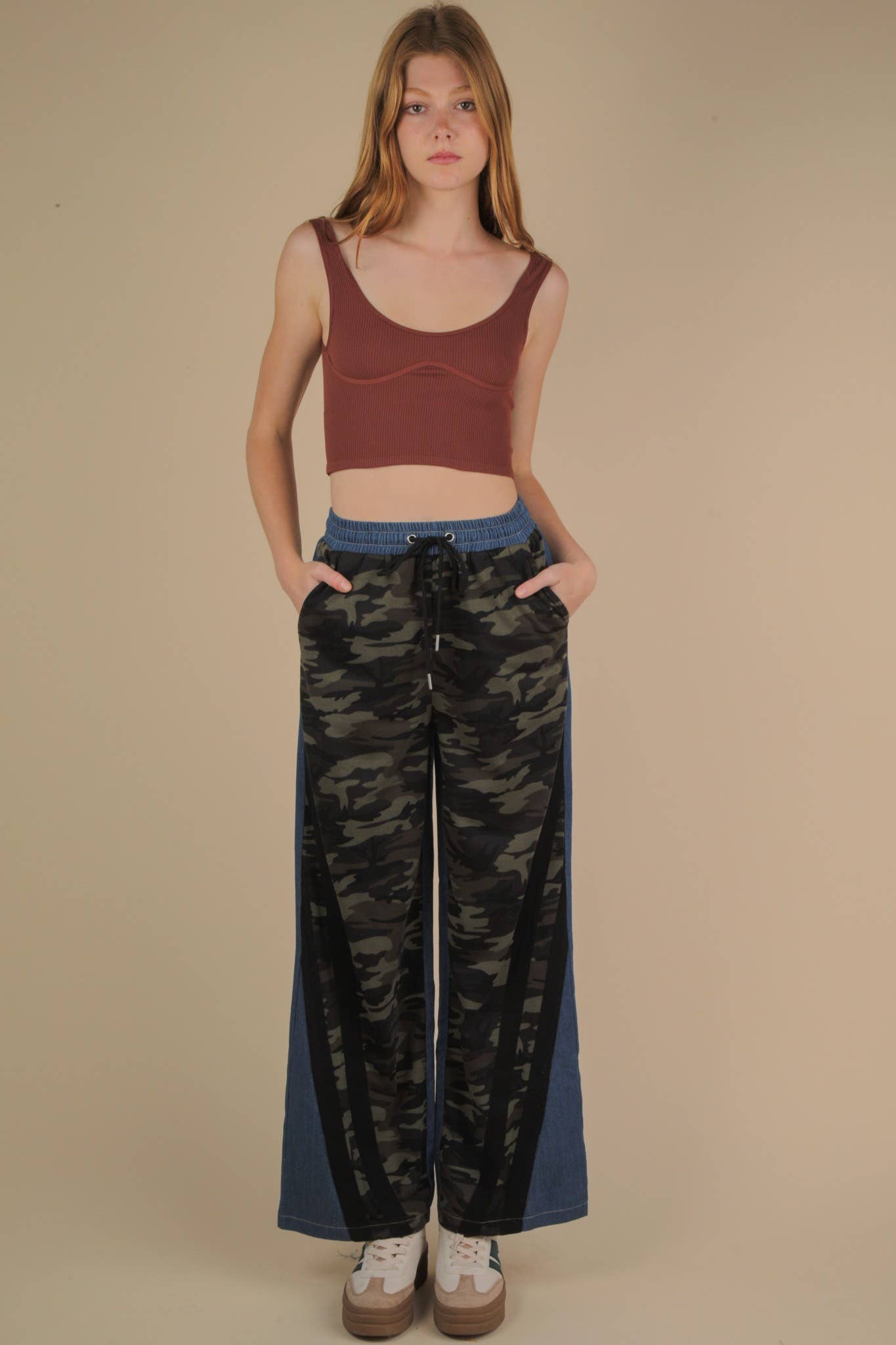 Denim Terry Mix Casual Pants - Bellissima by Ari LLC.