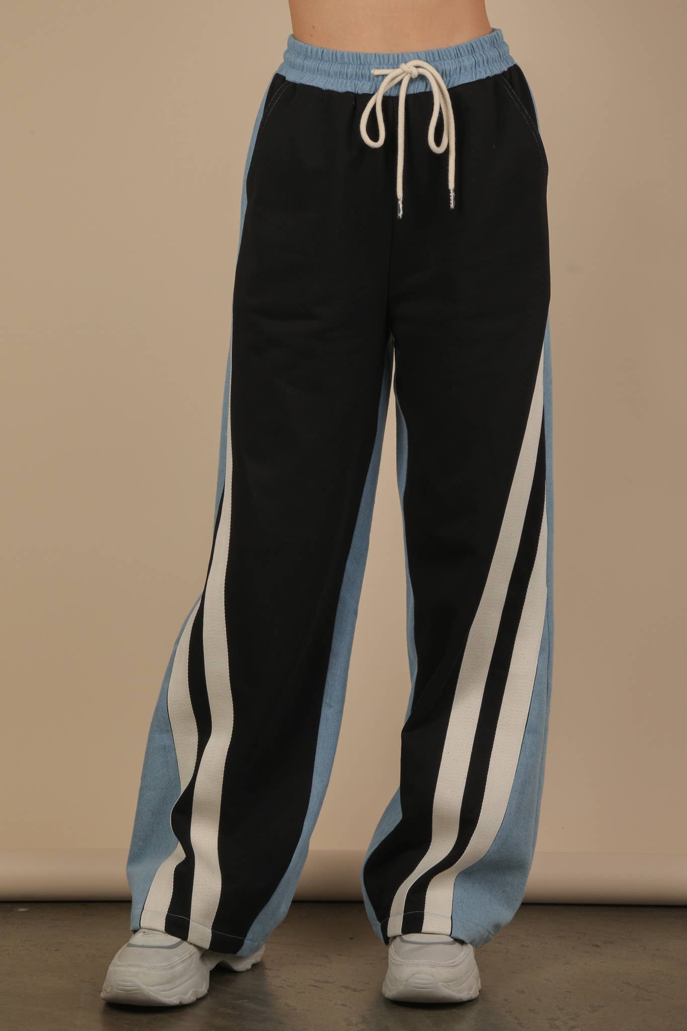 Denim Terry Mix Casual Pants - Bellissima by Ari LLC.