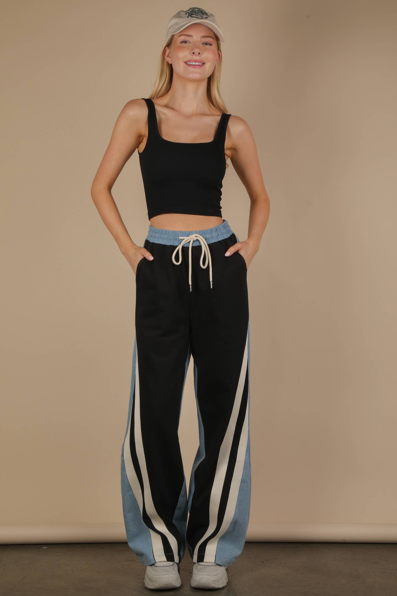 Denim Terry Mix Casual Pants - Bellissima by Ari LLC.