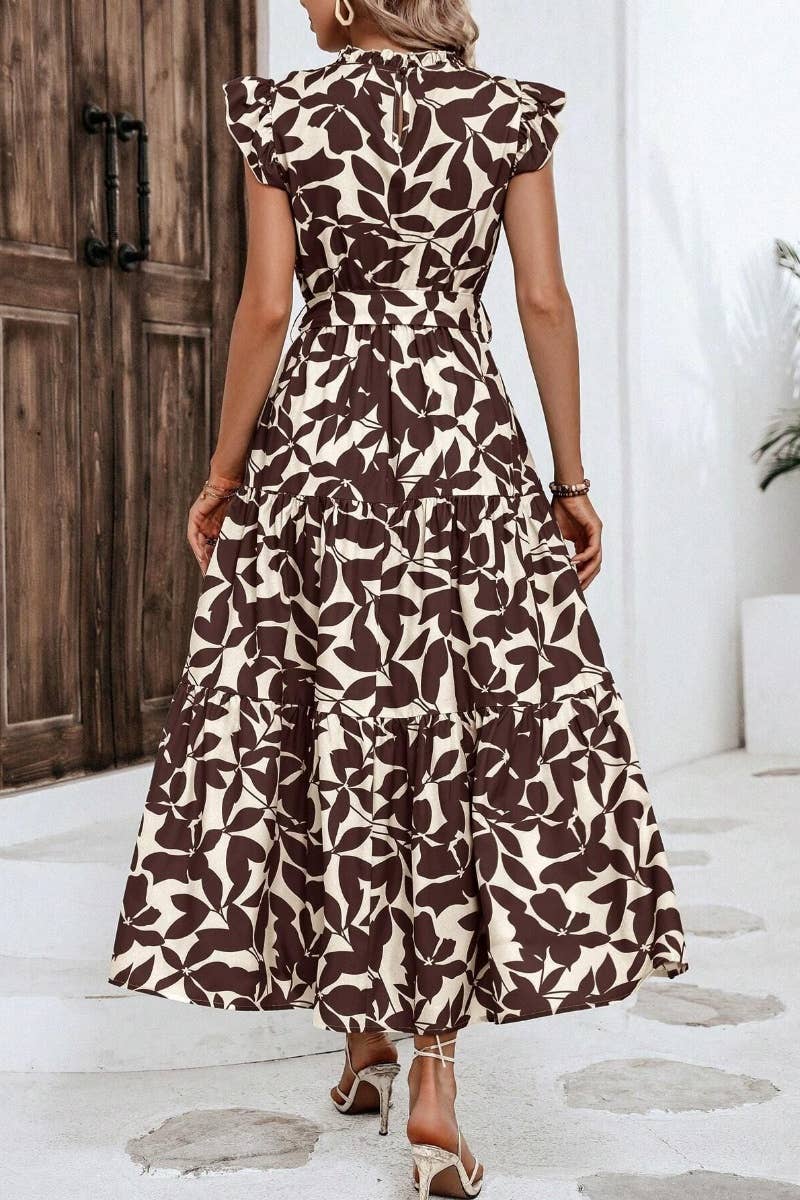 CWDMD2748_SUMMER WOODEN EAR LACE PRINTED DRESS LONG - Bellissima by Ari LLC.