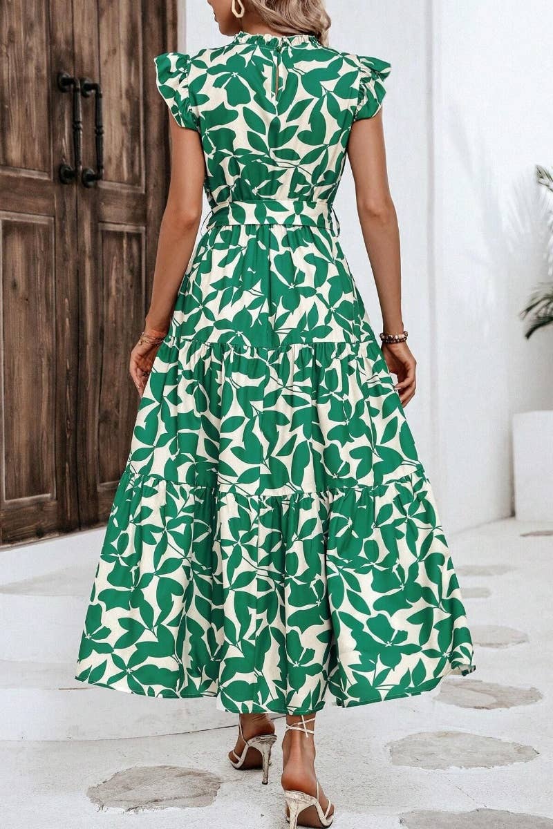 CWDMD2748_SUMMER WOODEN EAR LACE PRINTED DRESS LONG - Bellissima by Ari LLC.