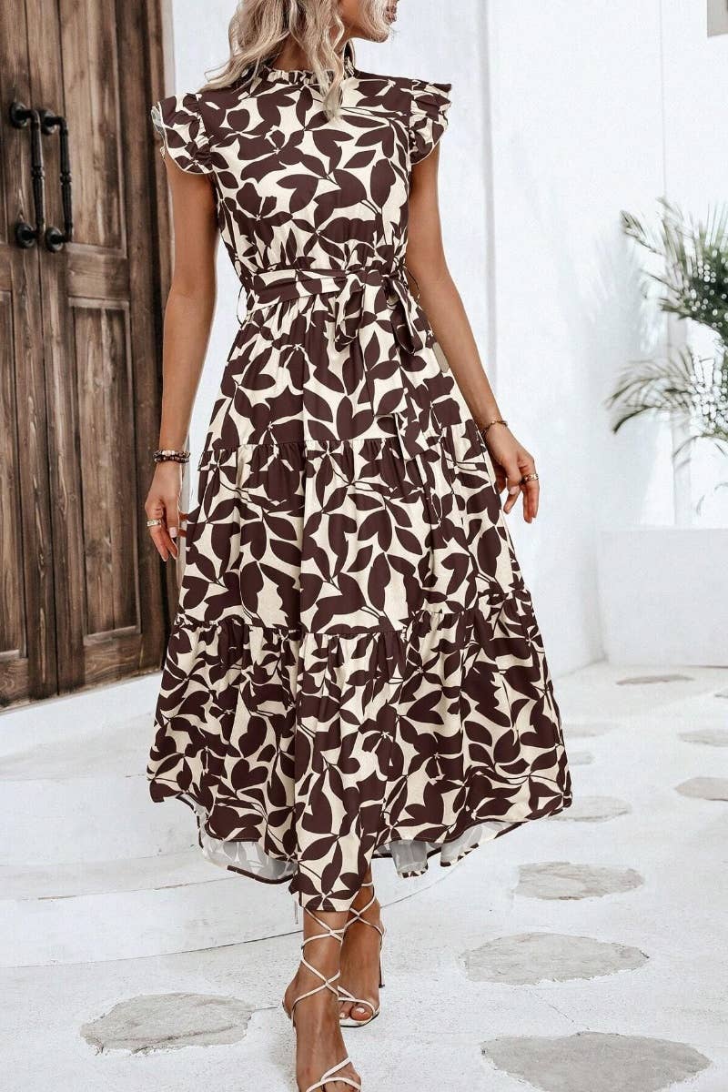 CWDMD2748_SUMMER WOODEN EAR LACE PRINTED DRESS LONG - Bellissima by Ari LLC.