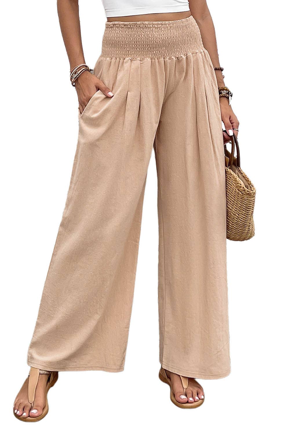 Smocked Waist Wide Leg Pants - Bellissima by Ari LLC.