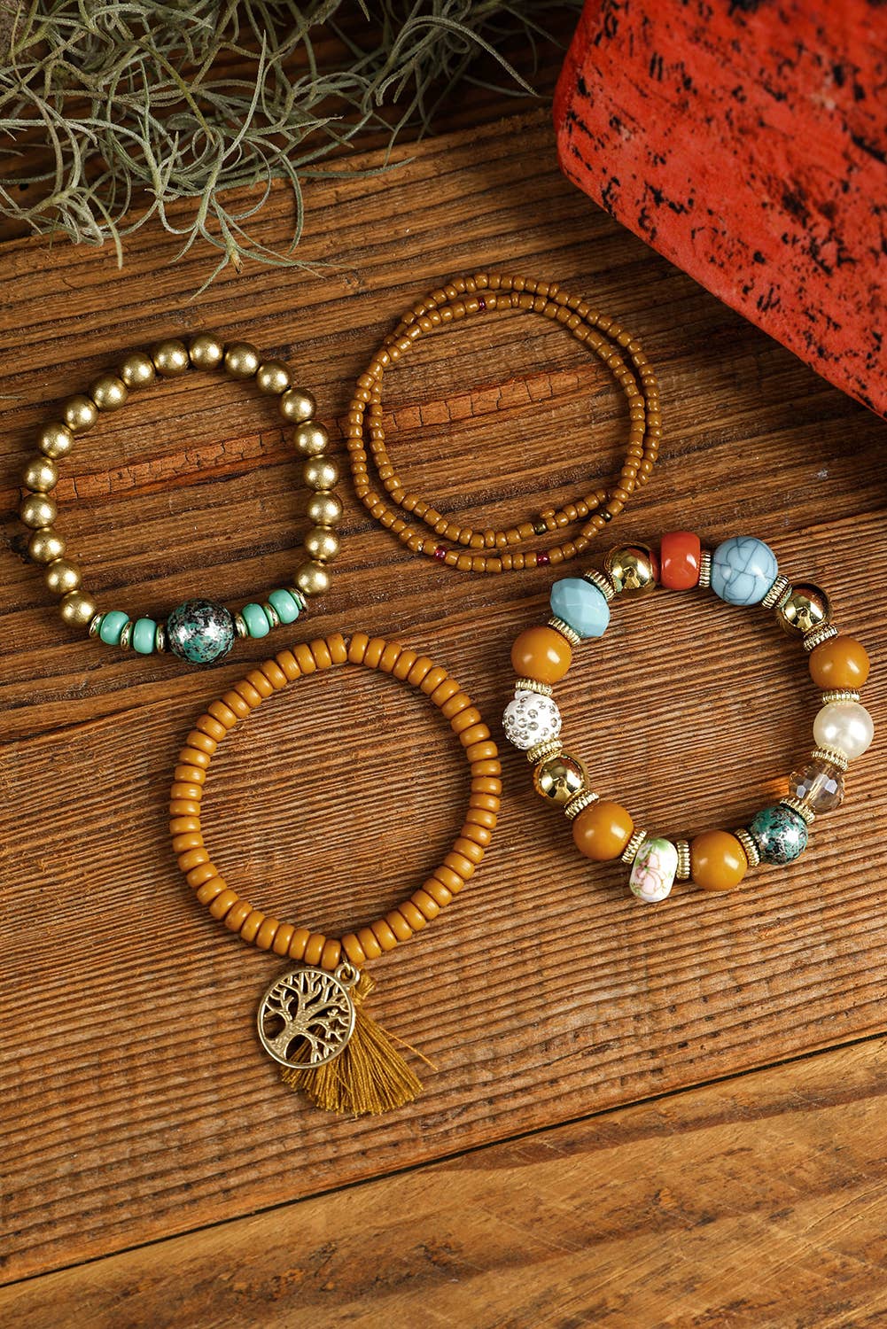 LDC 5pcs Boho Beaded Turquoise Bracelets Set - Bellissima by Ari LLC.