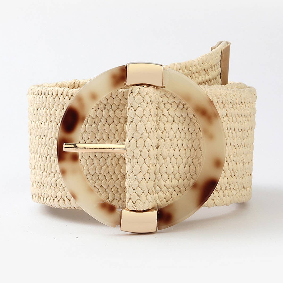 COTTON LINEN PP GRASS PLASTIC BUCKLE DRESS BELT_CWABE0343 - Bellissima by Ari LLC.