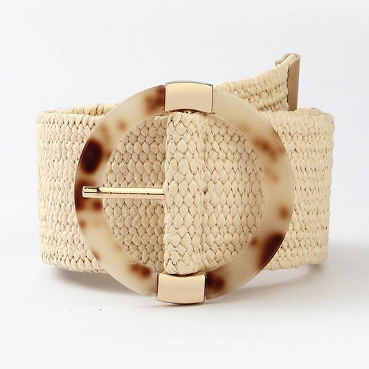 COTTON LINEN PP GRASS PLASTIC BUCKLE DRESS BELT_CWABE0343 - Bellissima by Ari LLC.