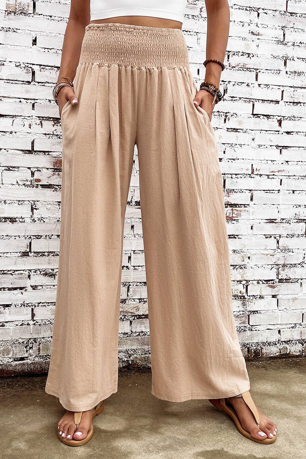 Smocked Waist Wide Leg Pants - Bellissima by Ari LLC.