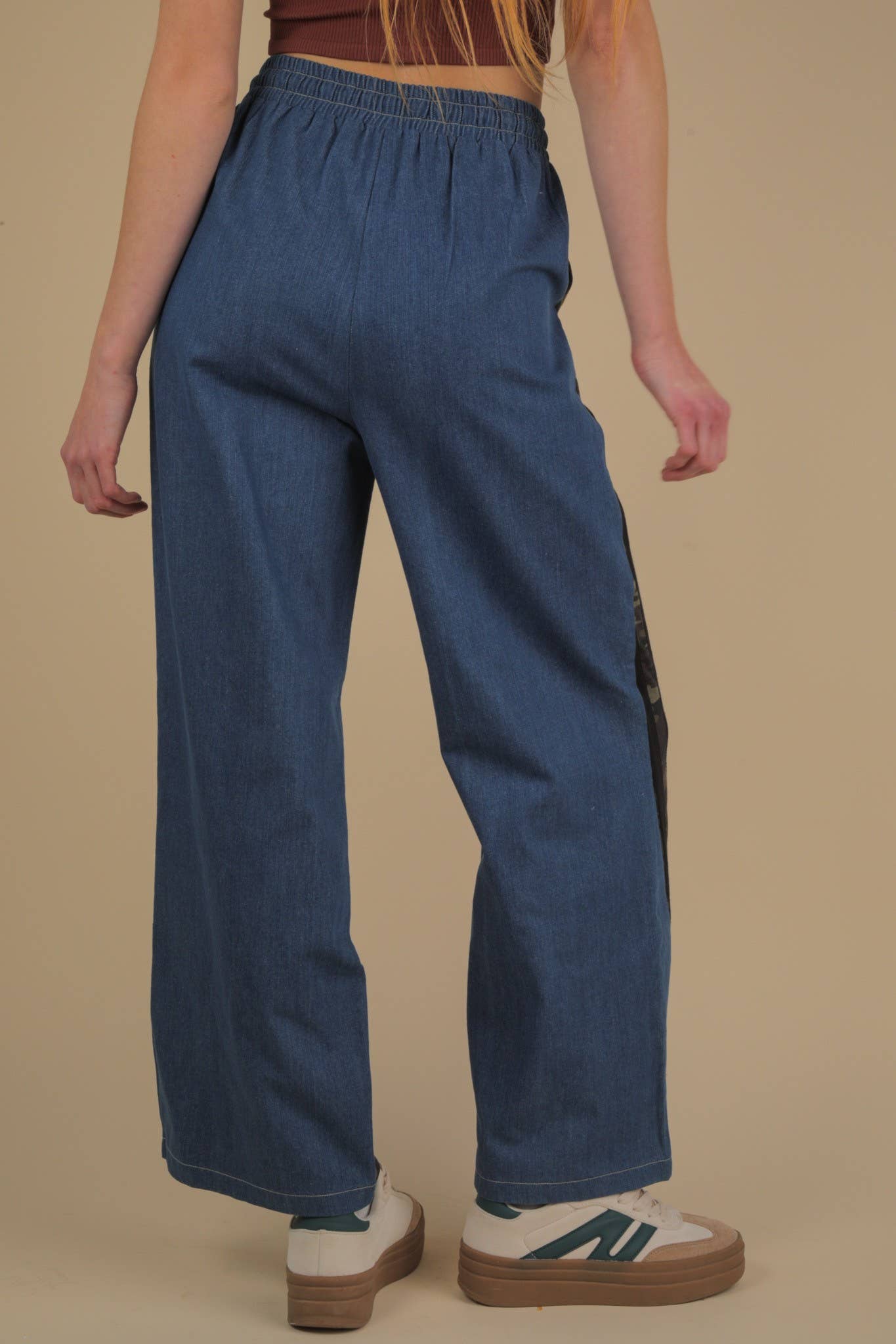 Denim Terry Mix Casual Pants - Bellissima by Ari LLC.