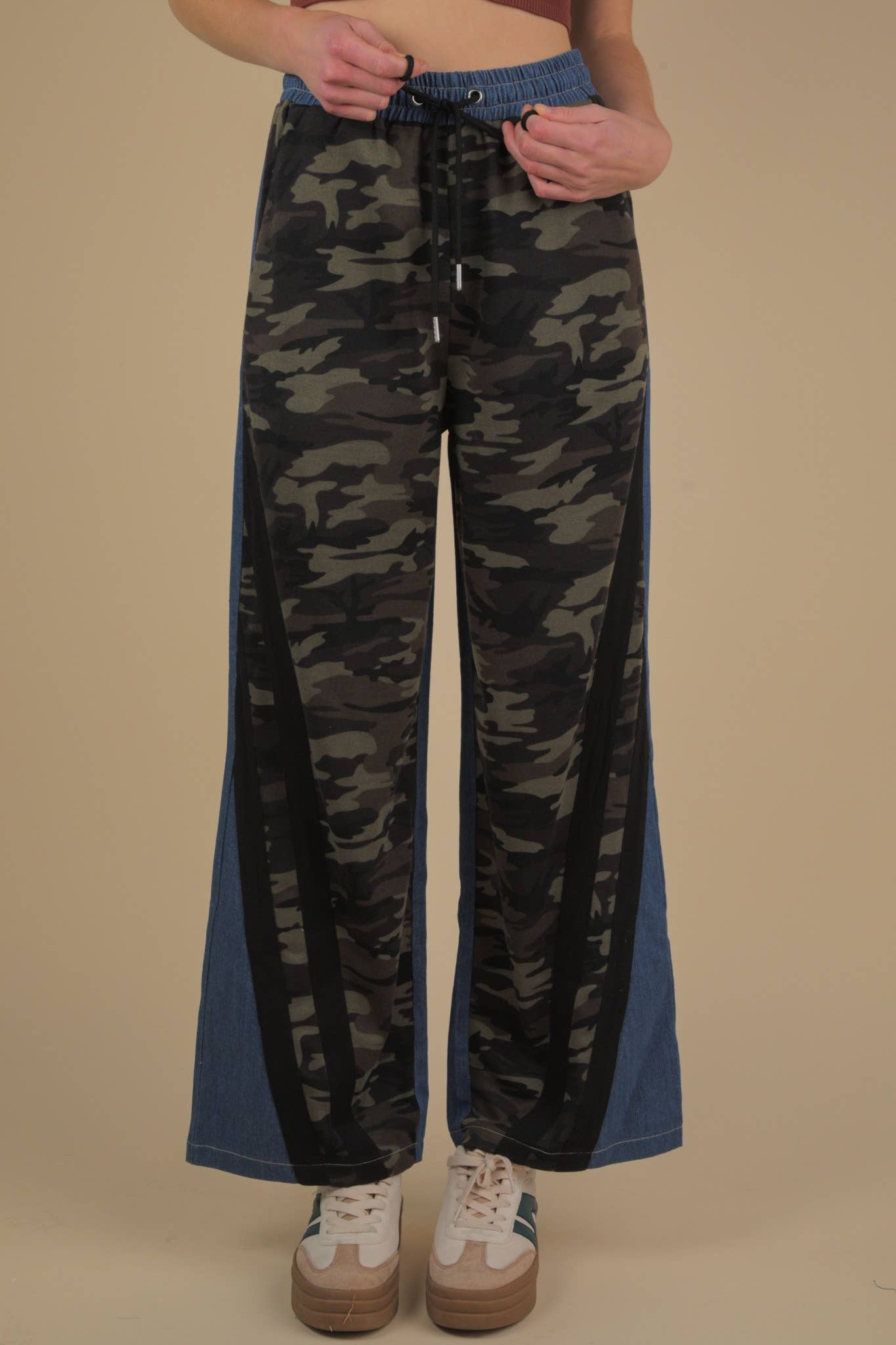 Denim Terry Mix Casual Pants - Bellissima by Ari LLC.