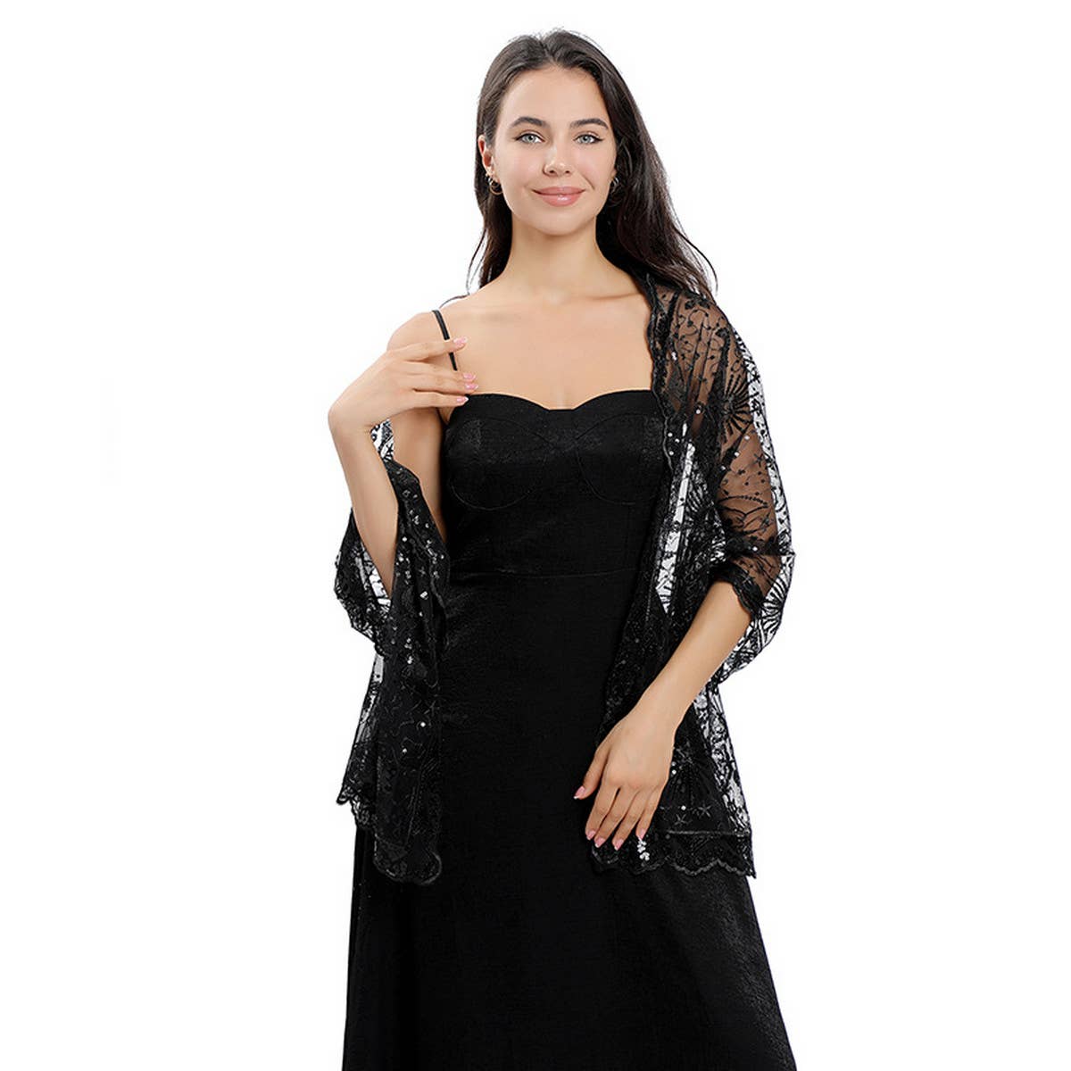 STARS AND MOON EMBROIDERED SHAWL - Bellissima by Ari LLC.