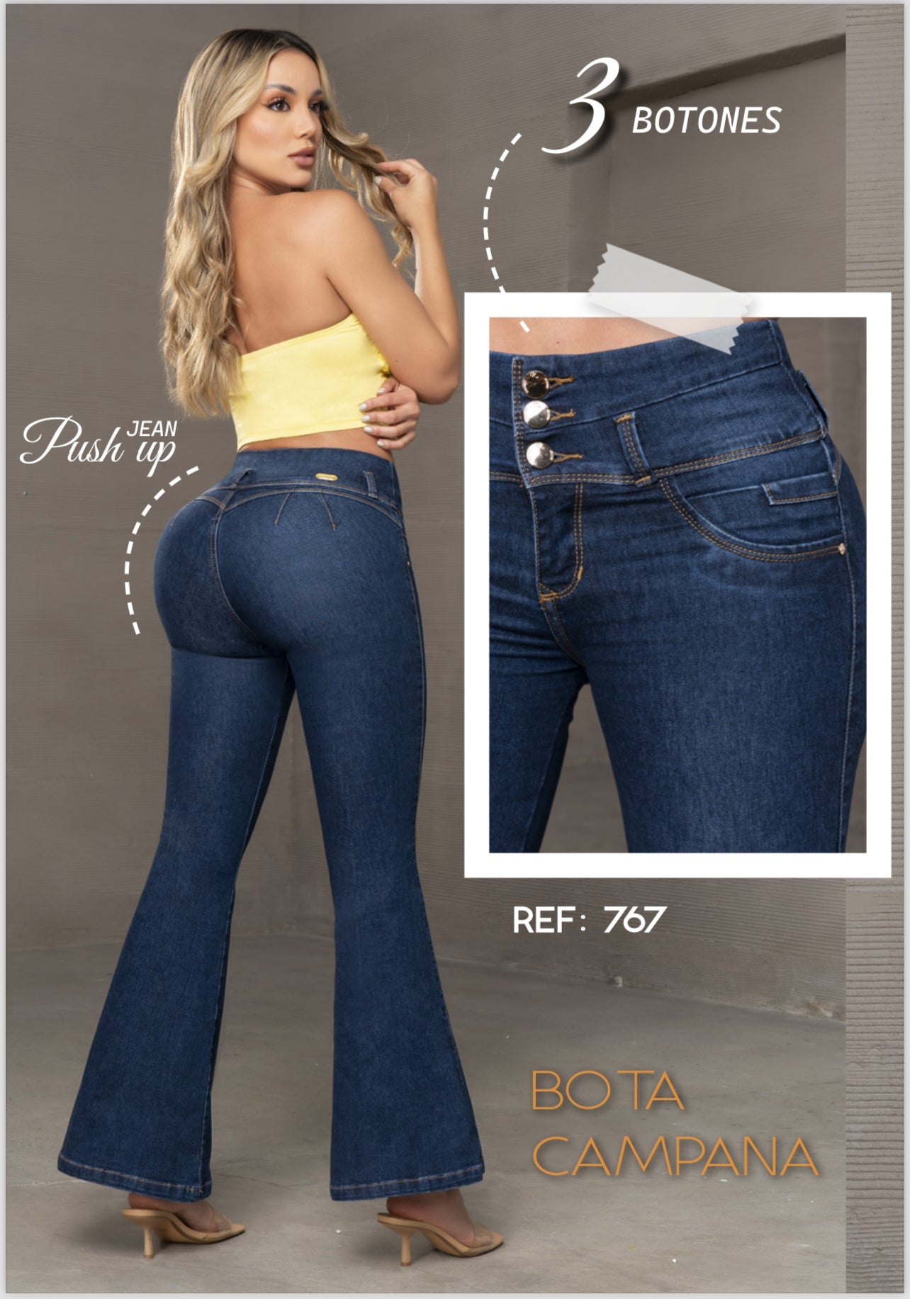 Peachy Push - Up Skinny Jeans - Style 767 - Bellissima by Ari LLC.